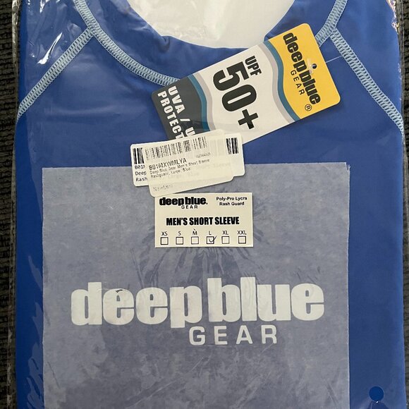 UPF 50+ Mens deep blue Gear Sun Block Short Sleeve Skin Protection Sun Shirt L - Picture 1 of 2